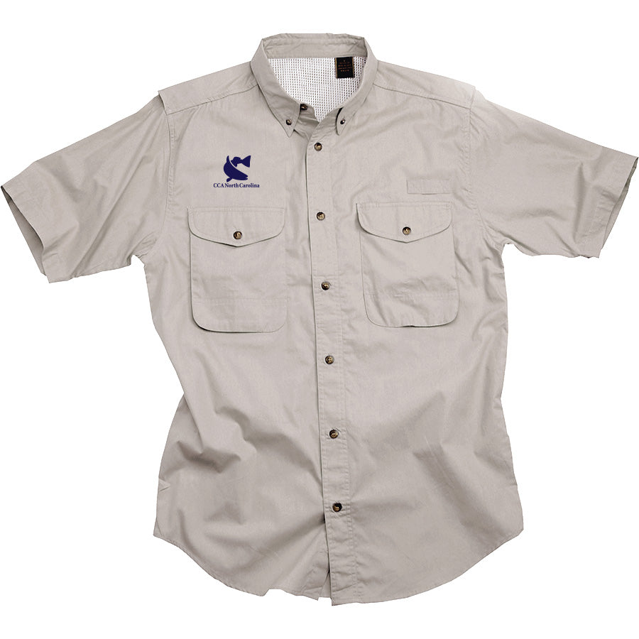 Short Sleeve Classic Poplin Fishing Shirt w/ CCA North Carolina Embroidery