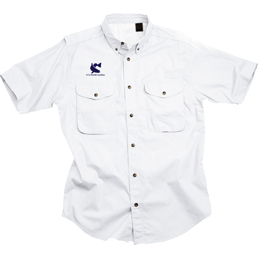 Short Sleeve Classic Poplin Fishing Shirt w/ CCA North Carolina Embroidery