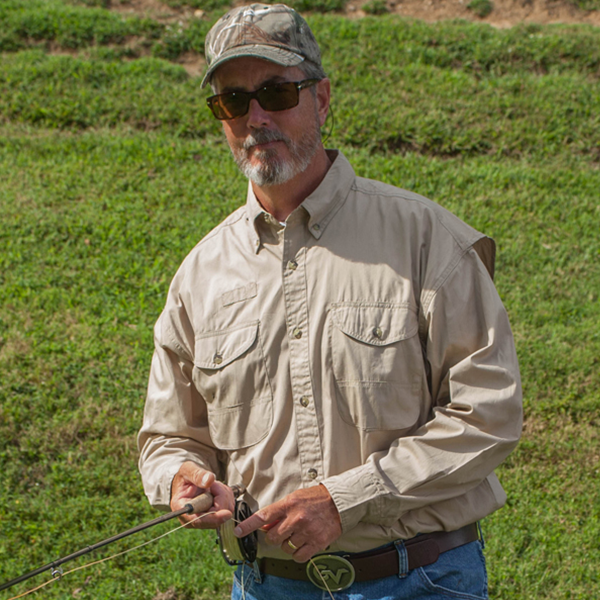 long sleeve Hemingway poplin fishing shirt khaki
